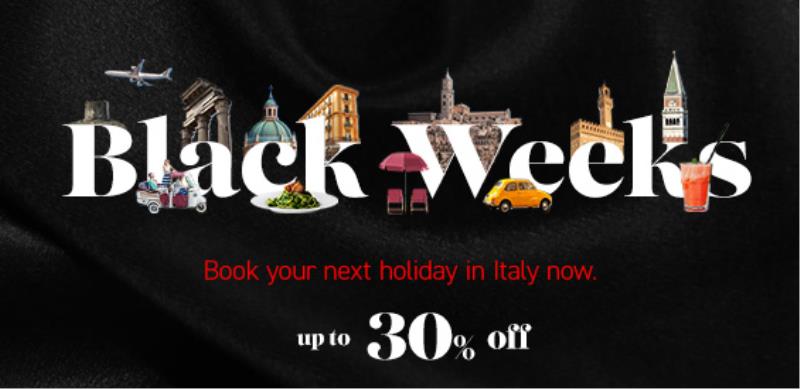 Immagine Black Weeks 2024 di Gruppo UNA: sconti fino al 30% per soggiorni in tutta Italia